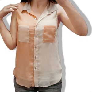 Sheer Sleeveless Color-Block Top